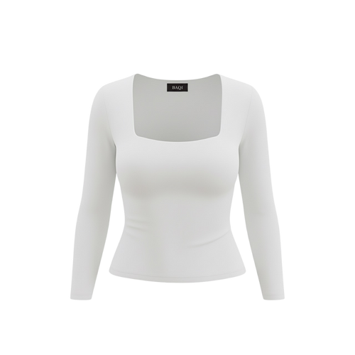 BAQI Signature Bobby Square Neckline Long Sleeves Basic T-Shirt