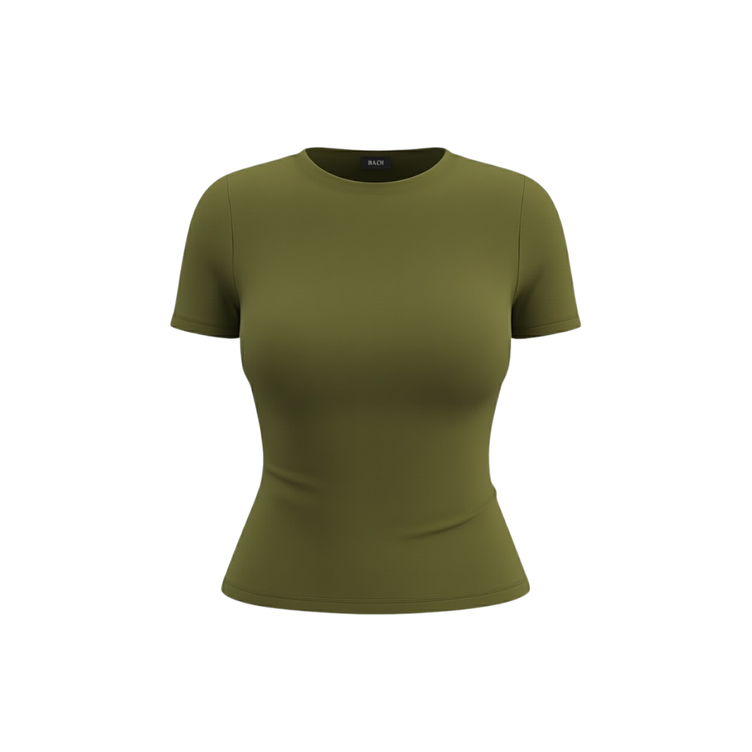 (Curves) BAQI Signature Baby Crew Mid Length Short Sleeves