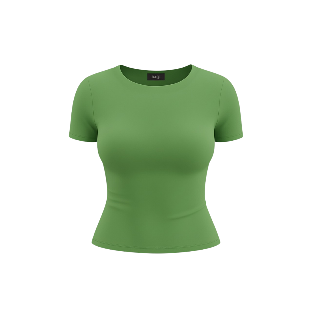 (CURVES) BAQI Signature Anna Round Neck Short Sleeves Basic Tshirt