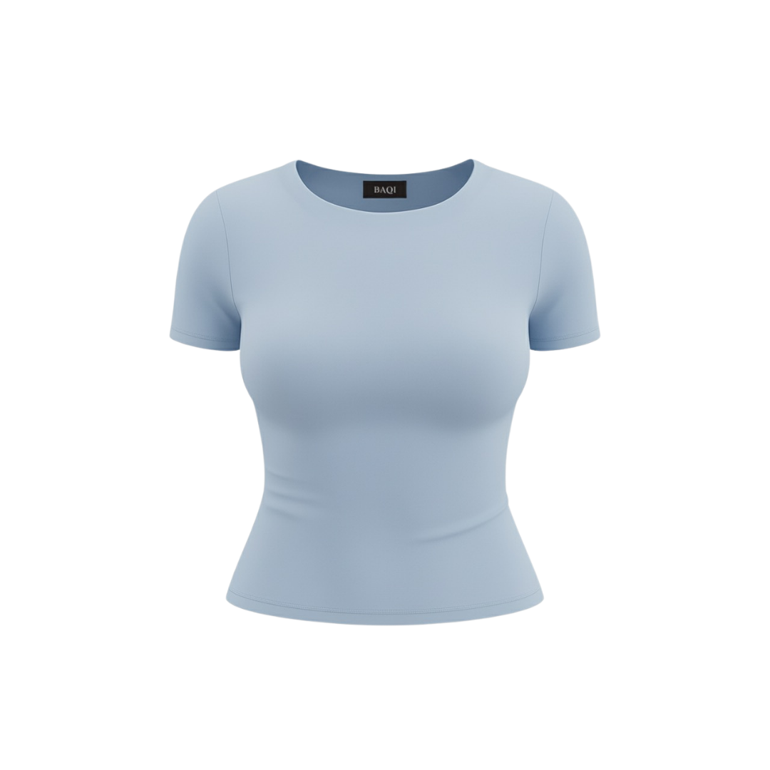 (CURVES) BAQI Signature Anna Round Neck Short Sleeves Basic Tshirt