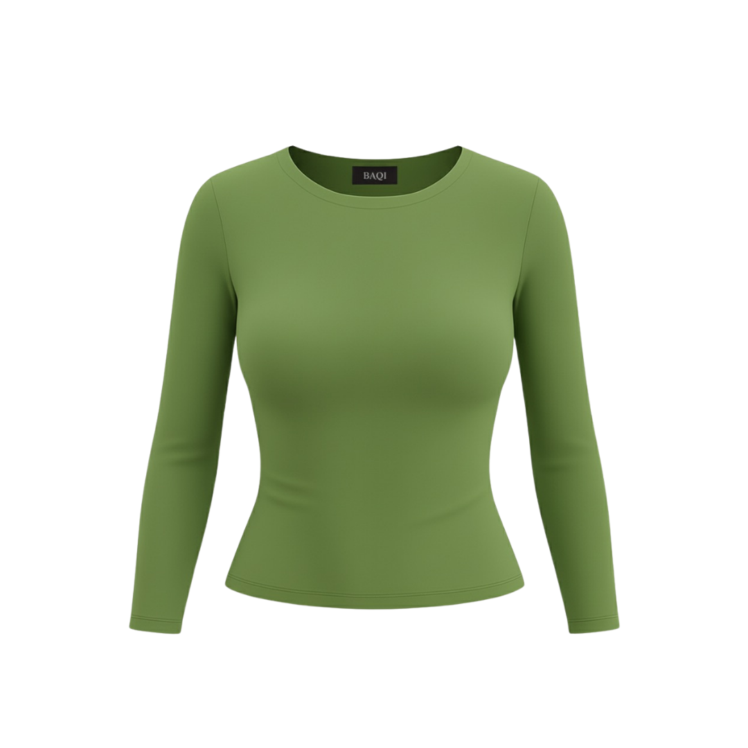 (CURVES) BAQI Signature Anna Round Neck Long Sleeves
