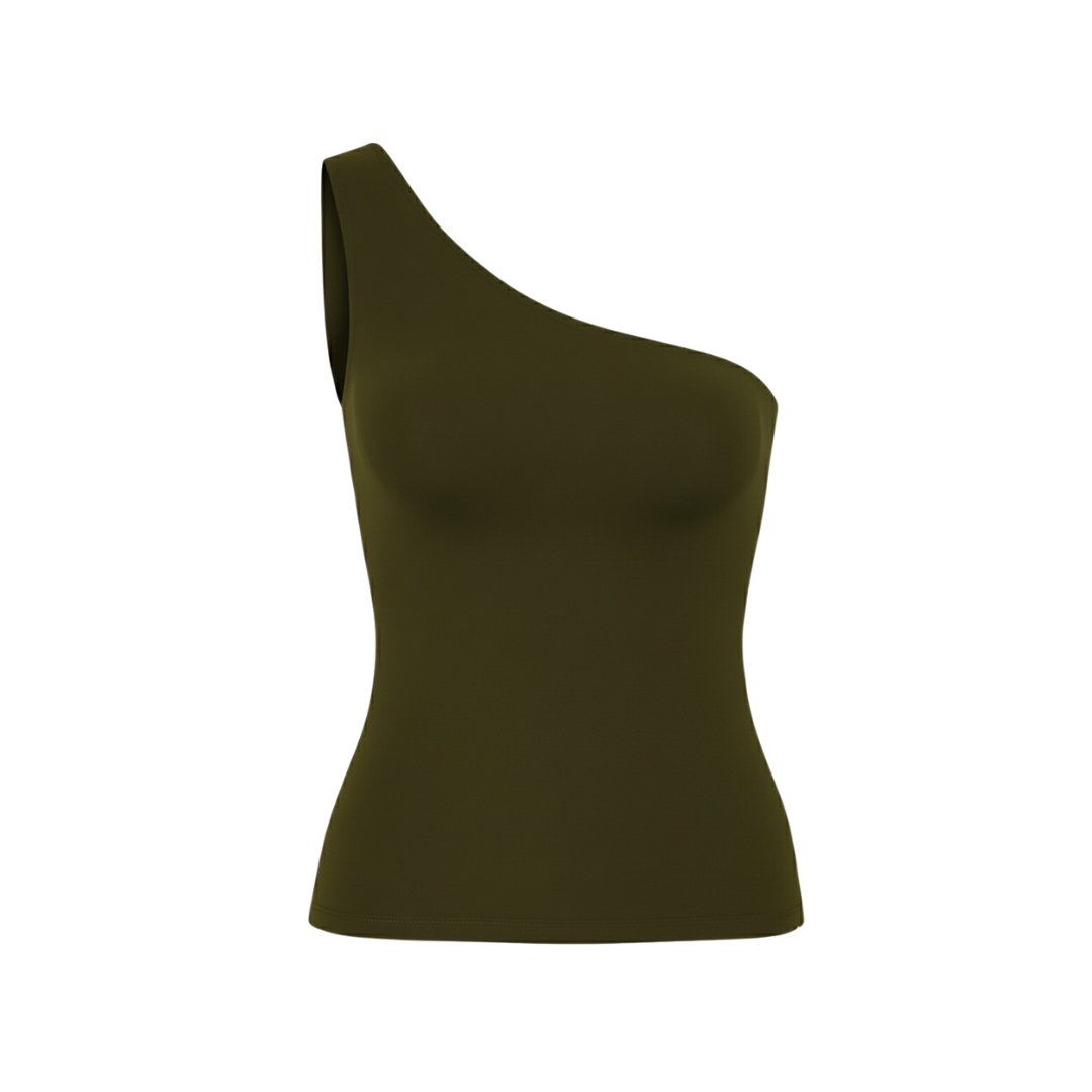 (Curves) BAQI Signature Millie Asymmetrical One Shoulder Sleeveless Top