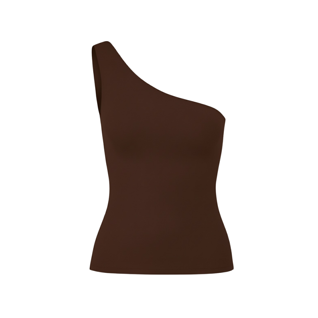 (Curves) BAQI Signature Millie Asymmetrical One Shoulder Sleeveless Top