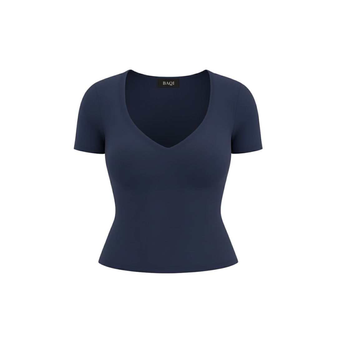 (Curves) BAQI Signature Sammy V Neckline Basic Top