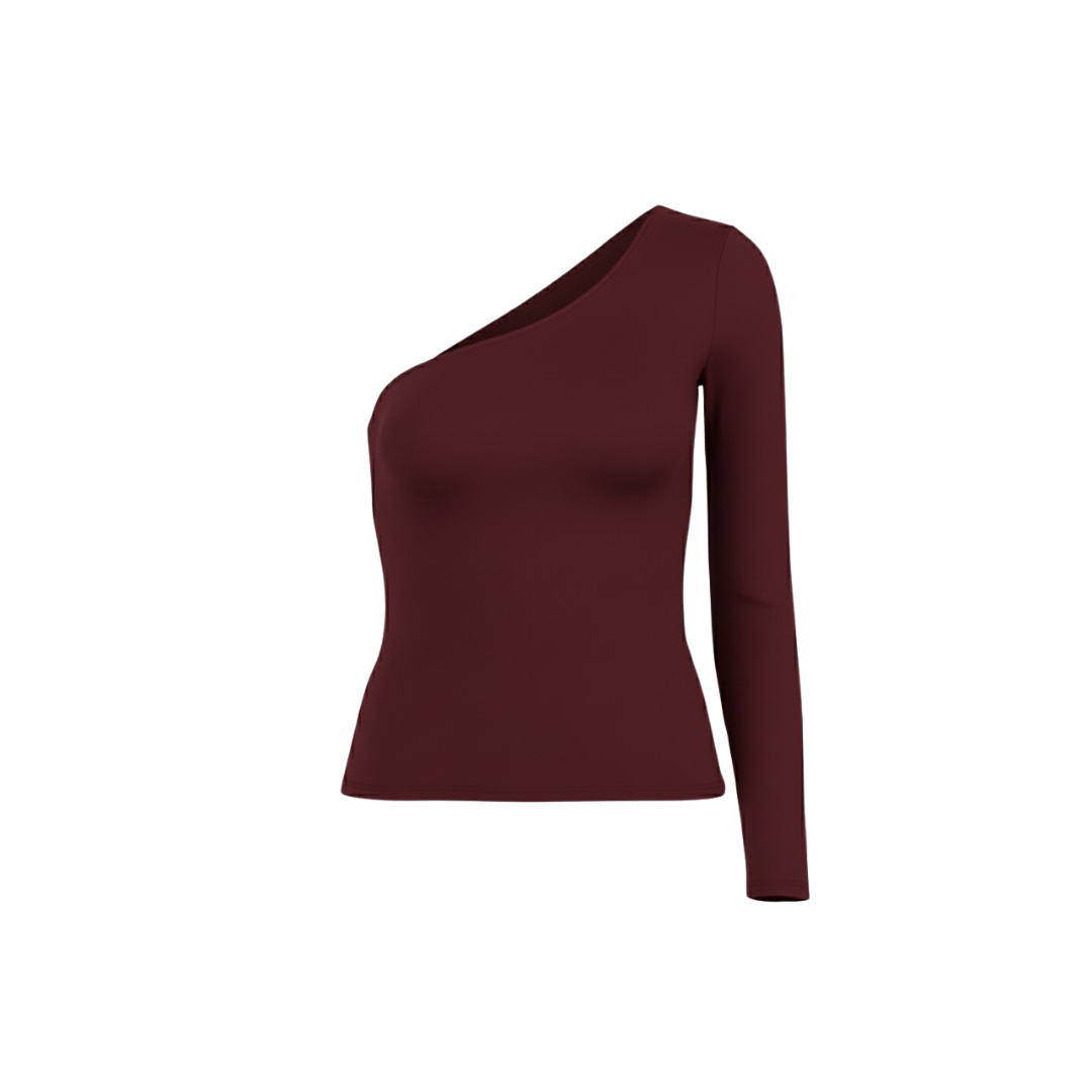 (Curves) BAQI Signature Havannah Asymmetrical One Shoulder Longsleeve Top