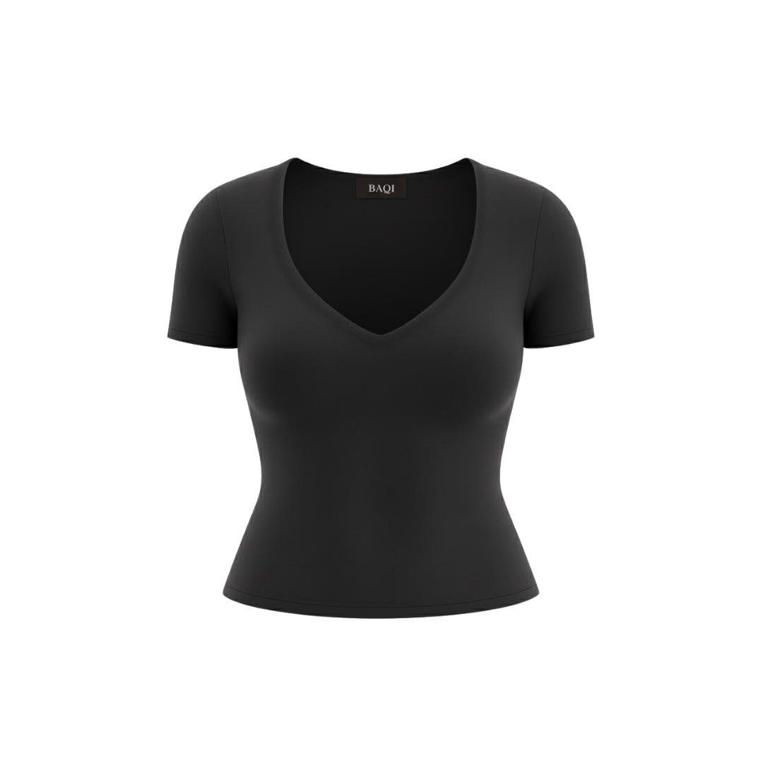 (Curves) BAQI Signature Sammy V Neckline Basic Top