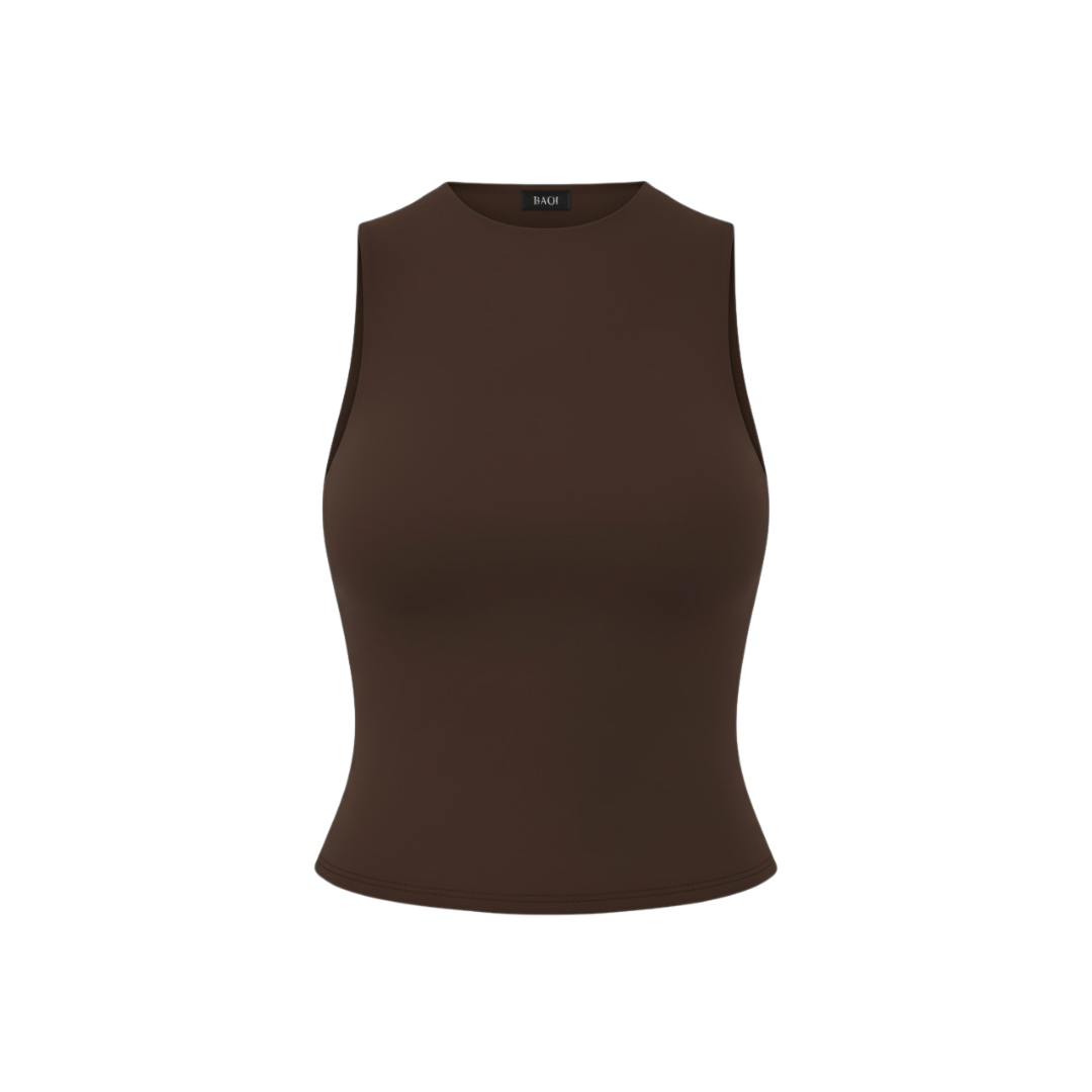 (Curves) BAQI Mock Neck Sleeveless Top