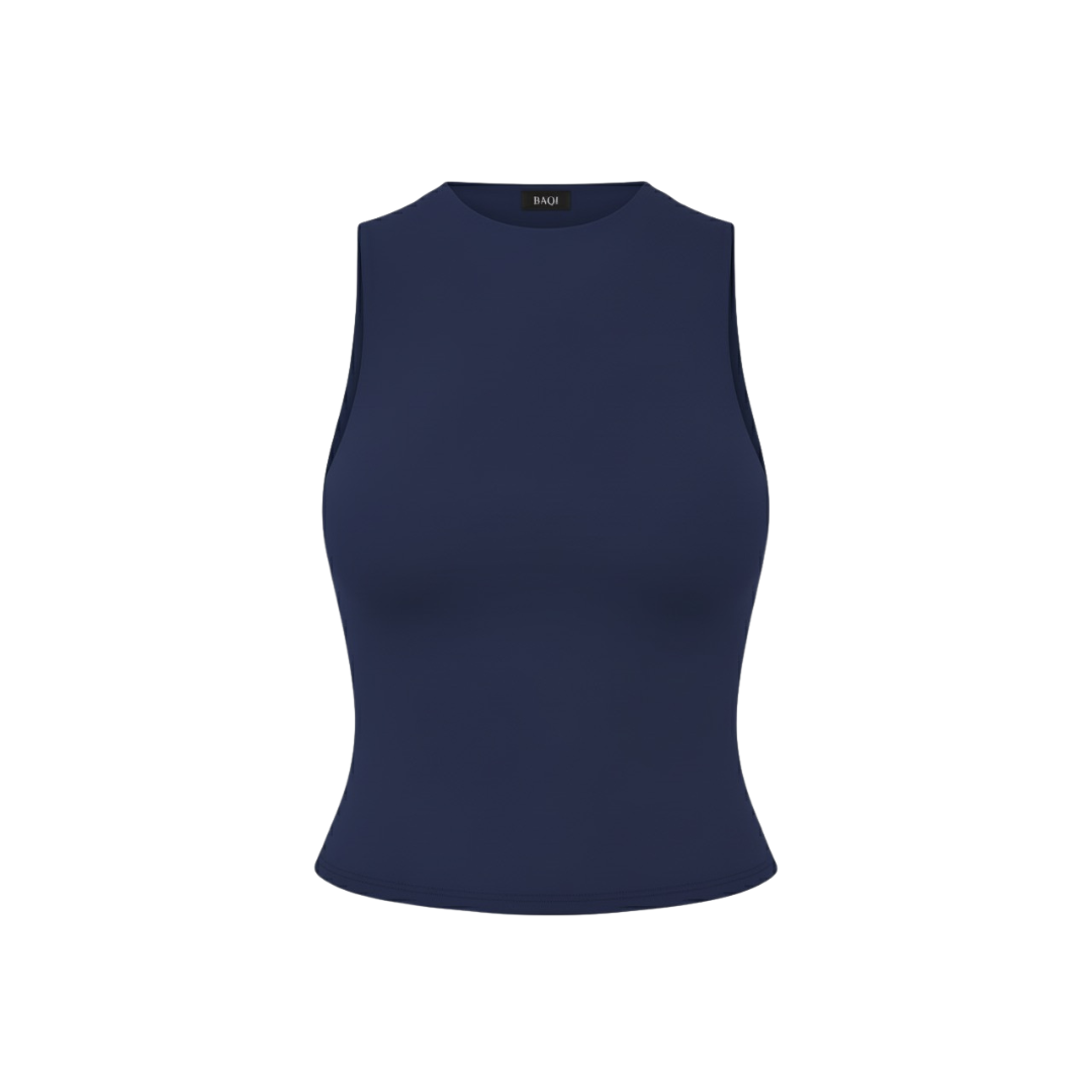 (Curves) BAQI Mock Neck Sleeveless Top