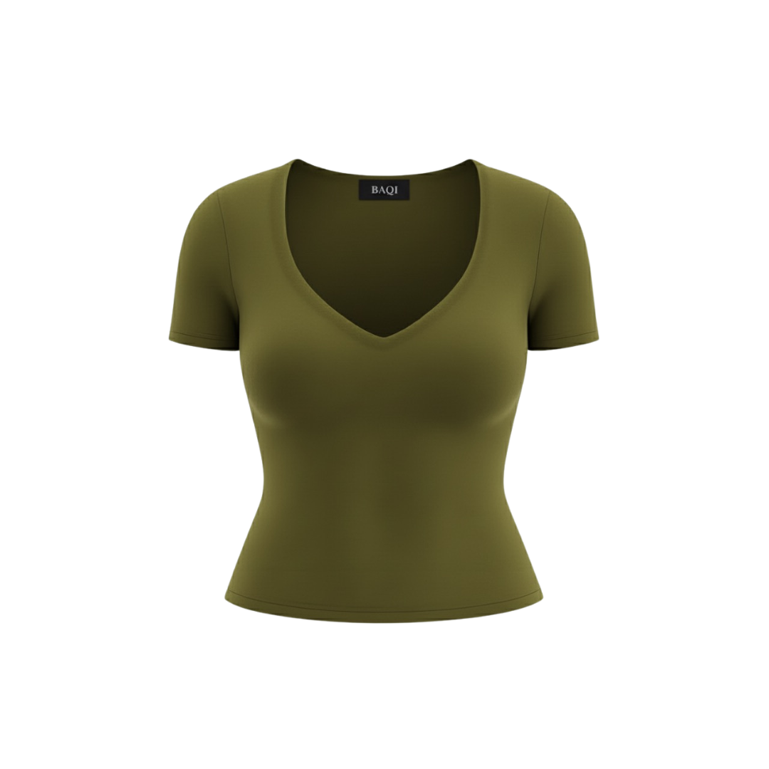 (Curves) BAQI Signature Sammy V Neckline Basic Top