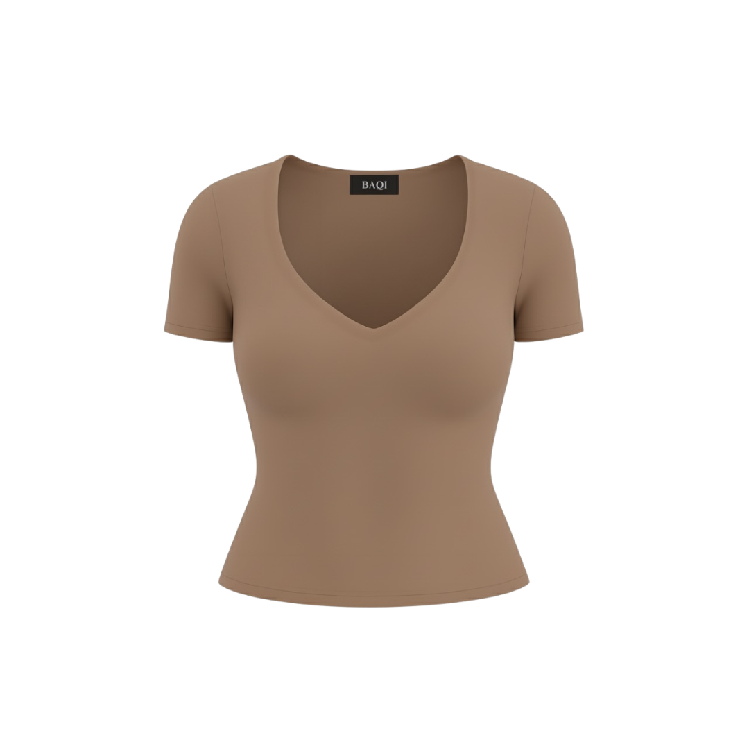 (Curves) BAQI Signature Sammy V Neckline Basic Top