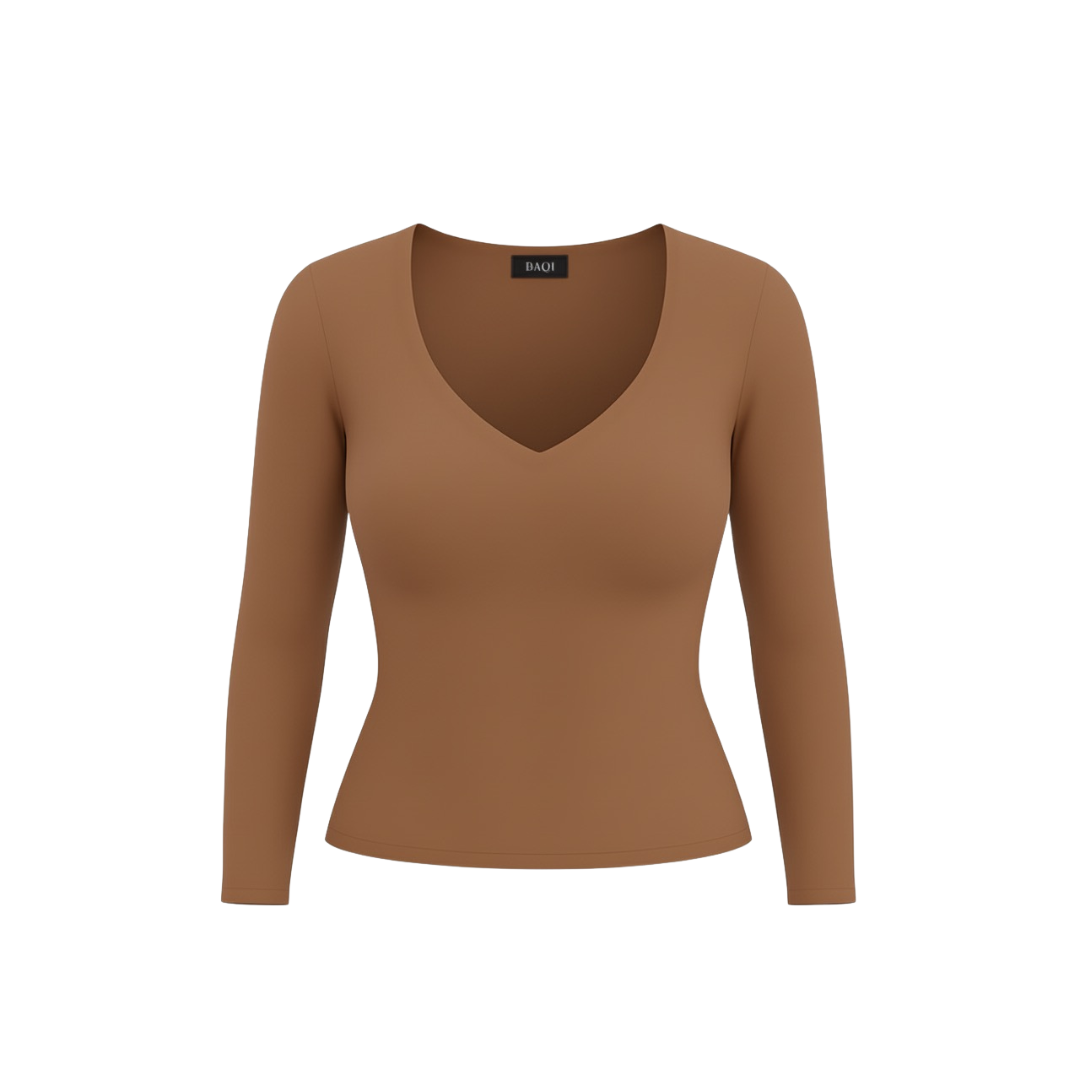 (Curves) BAQI Signature Sammy V Neckline Basic Longsleeve