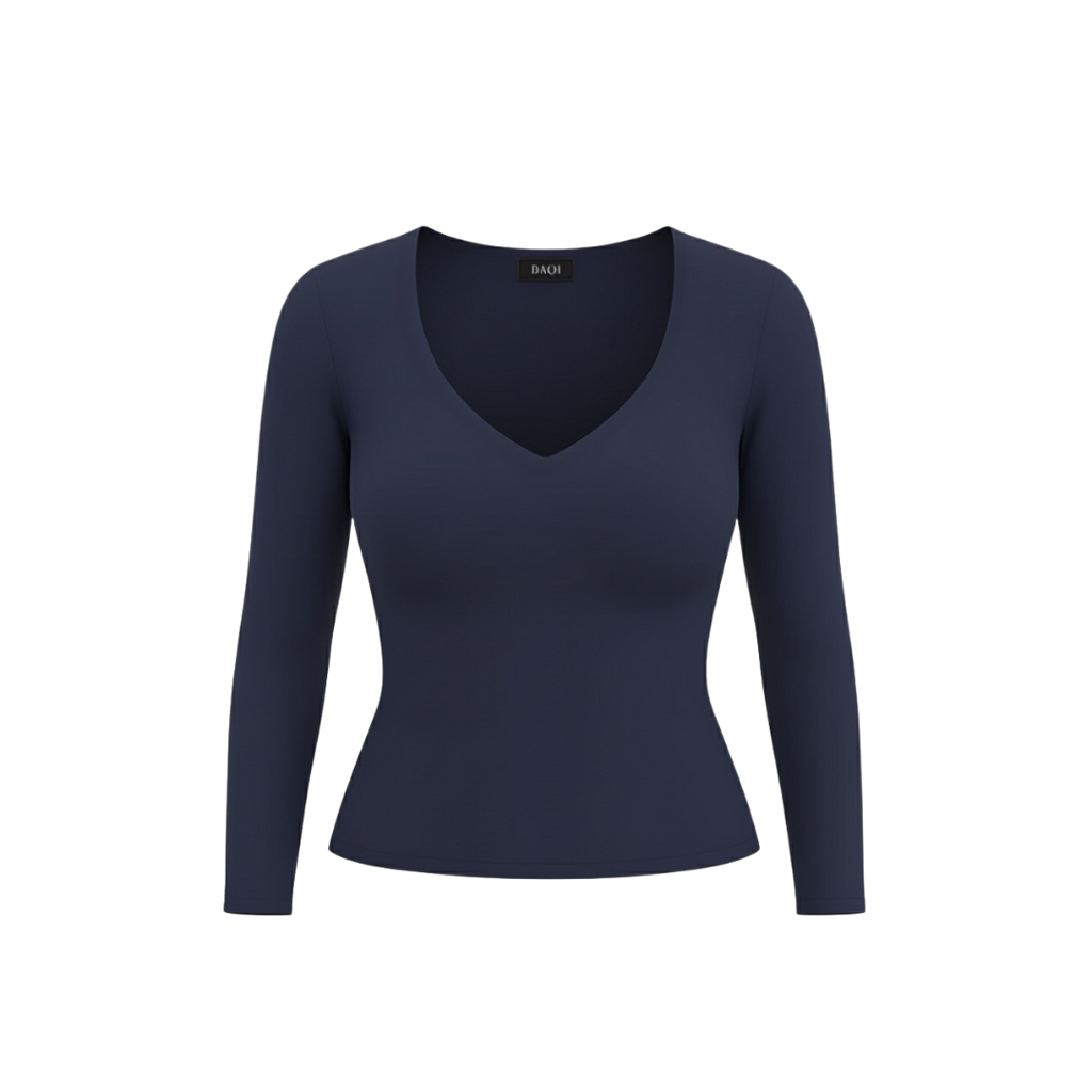 (Curves) BAQI Signature Sammy V Neckline Basic Longsleeve