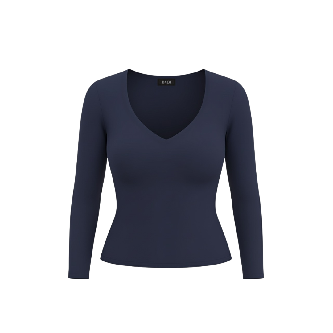 (Curves) BAQI Signature Sammy V Neckline Basic Longsleeve