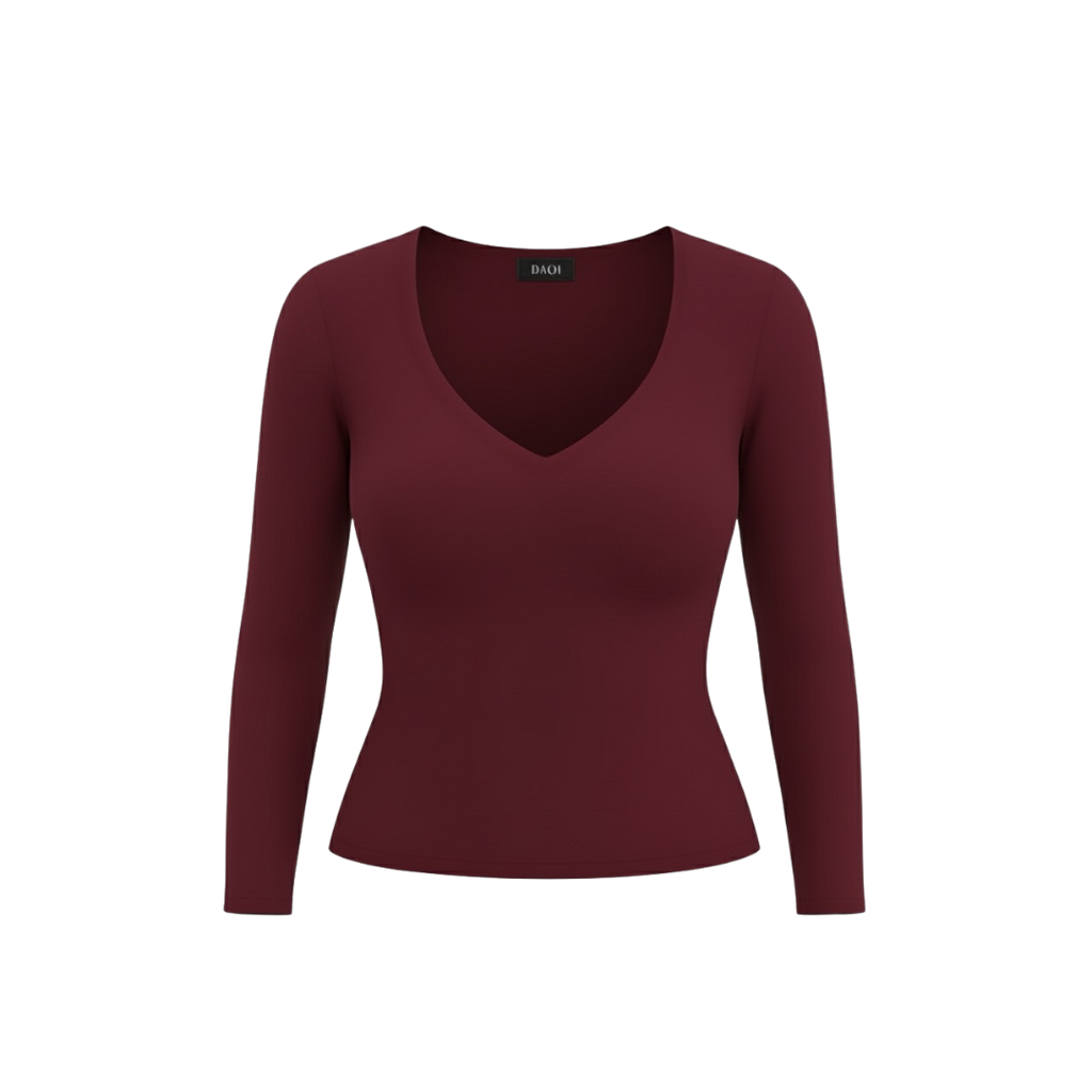 (Curves) BAQI Signature Sammy V Neckline Basic Longsleeve