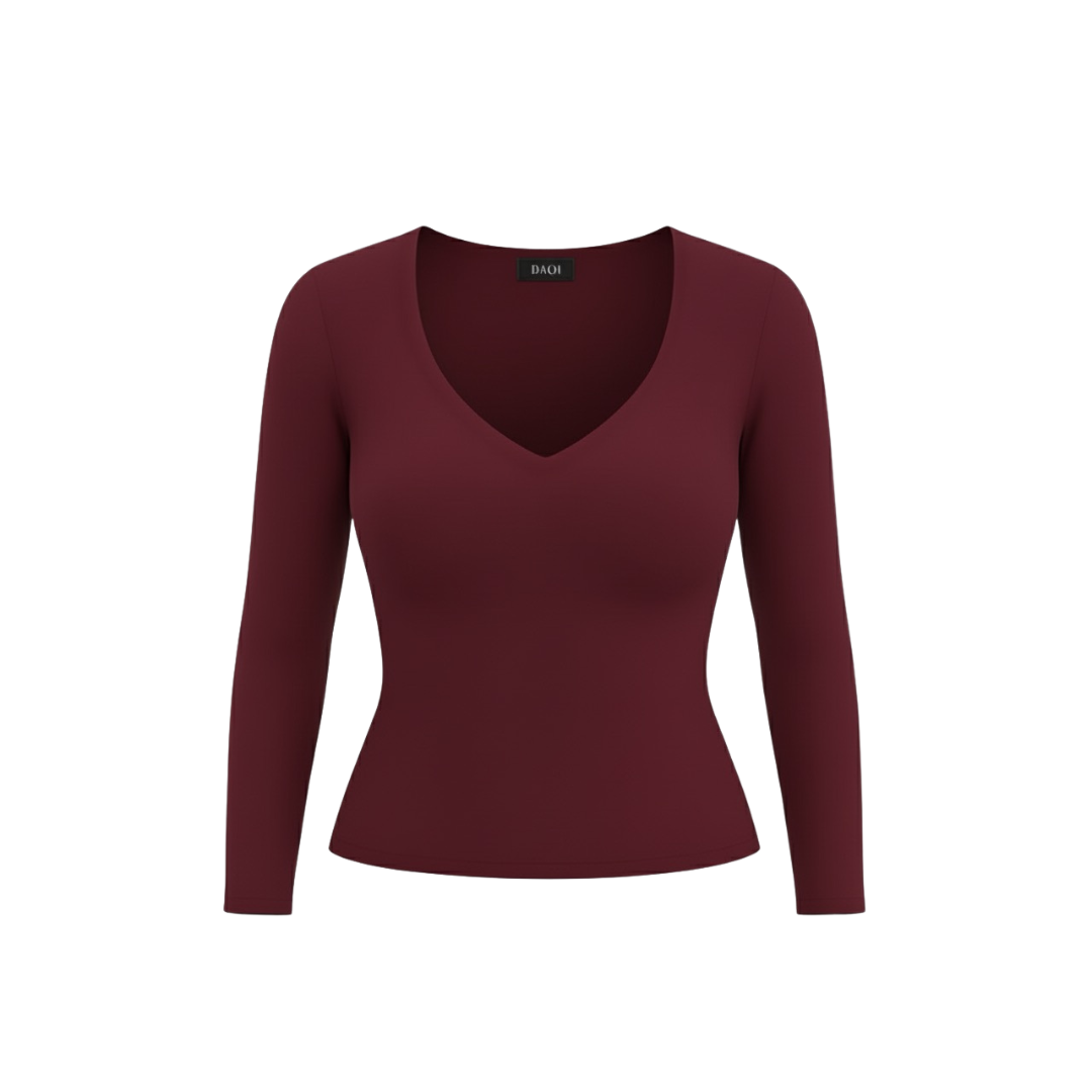 (Curves) BAQI Signature Sammy V Neckline Basic Longsleeve