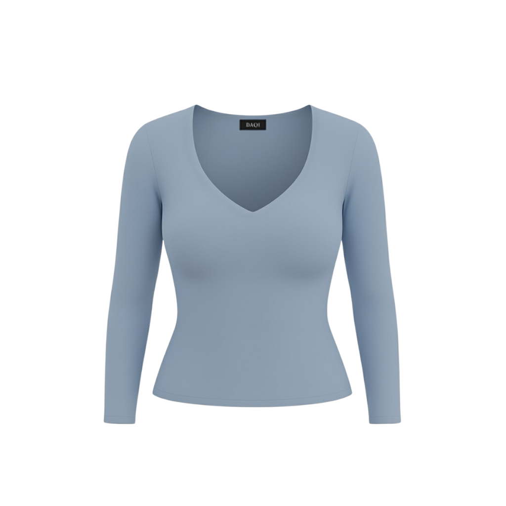 (Curves) BAQI Signature Sammy V Neckline Basic Longsleeve