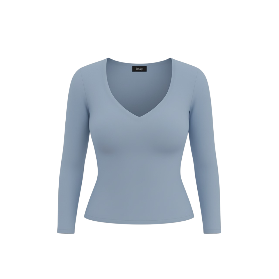 (Curves) BAQI Signature Sammy V Neckline Basic Longsleeve