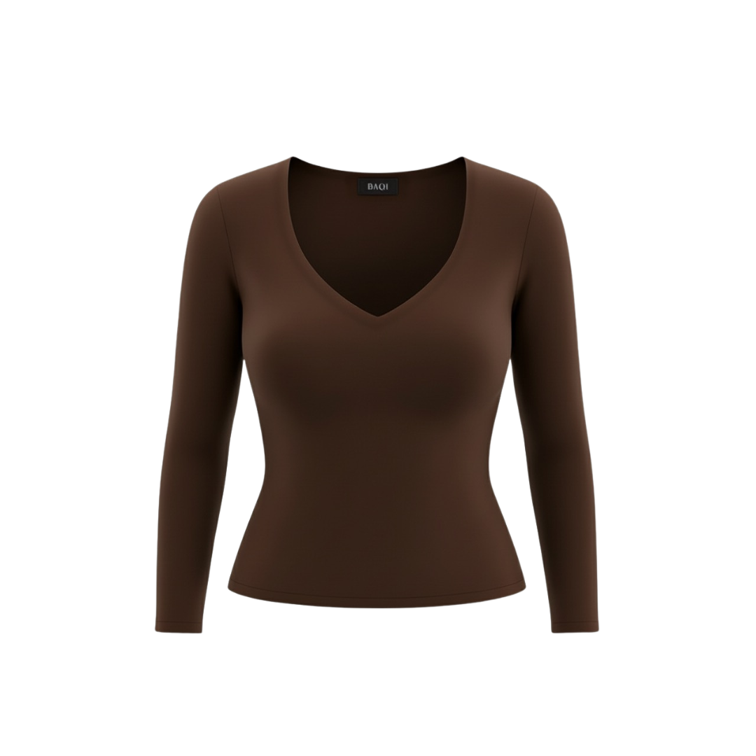 (Curves) BAQI Signature Sammy V Neckline Basic Longsleeve