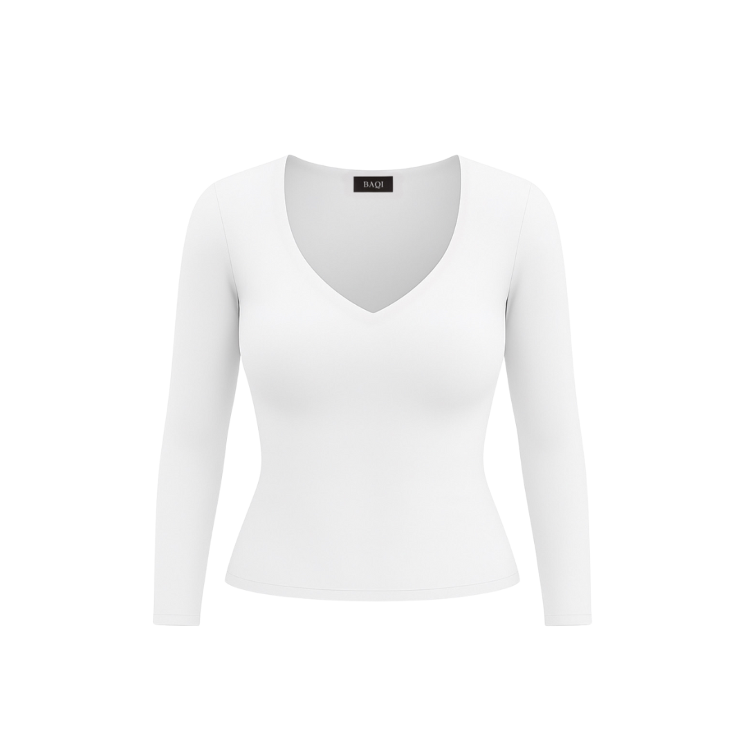 (Curves) BAQI Signature Sammy V Neckline Basic Longsleeve