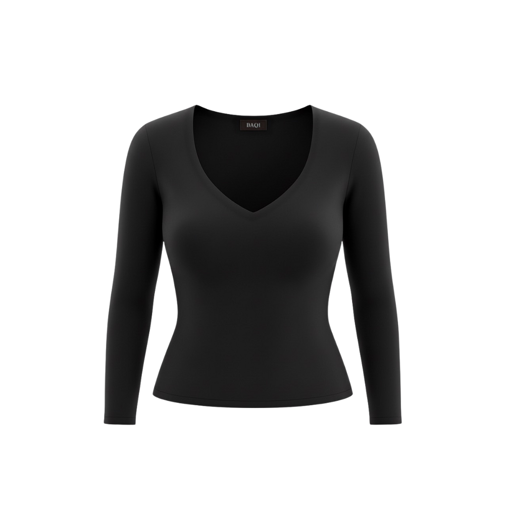 (Curves) BAQI Signature Sammy V Neckline Basic Longsleeve
