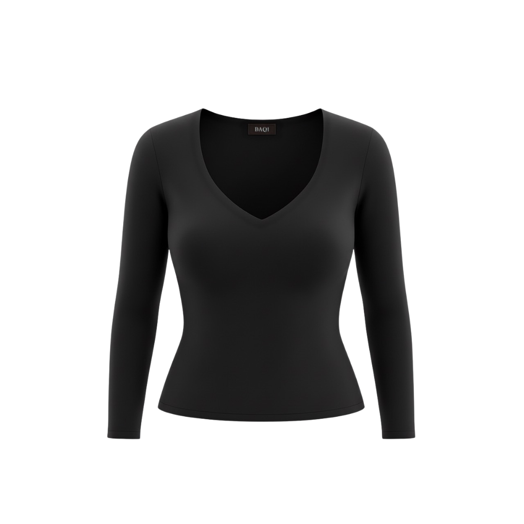 (Curves) BAQI Signature Sammy V Neckline Basic Longsleeve