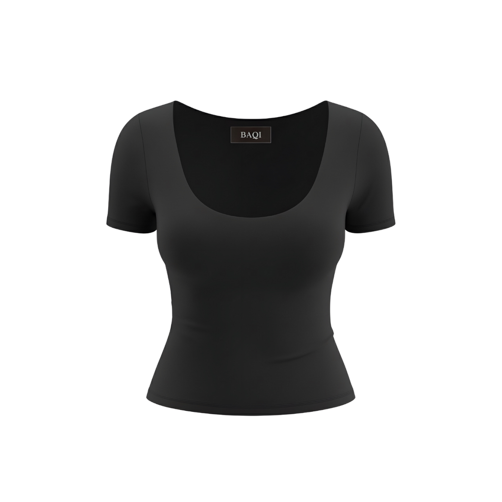 (Curves) BAQI SIGNATURE Dahlia Scoop Neckline Double Lined Elevated Basic Top
