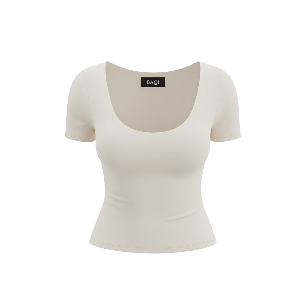 (Curves) BAQI SIGNATURE Dahlia Scoop Neckline Double Lined Elevated Basic Top