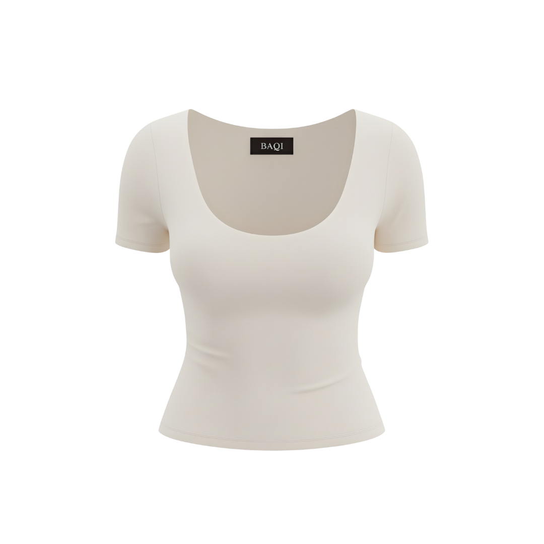 (Curves) BAQI SIGNATURE Dahlia Scoop Neckline Double Lined Elevated Basic Top