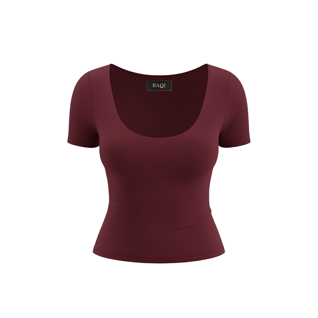 (Curves) BAQI SIGNATURE Dahlia Scoop Neckline Double Lined Elevated Basic Top