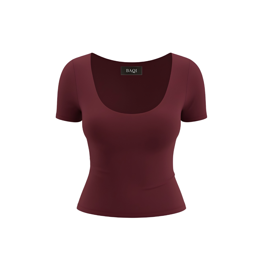 (Curves) BAQI SIGNATURE Dahlia Scoop Neckline Double Lined Elevated Basic Top