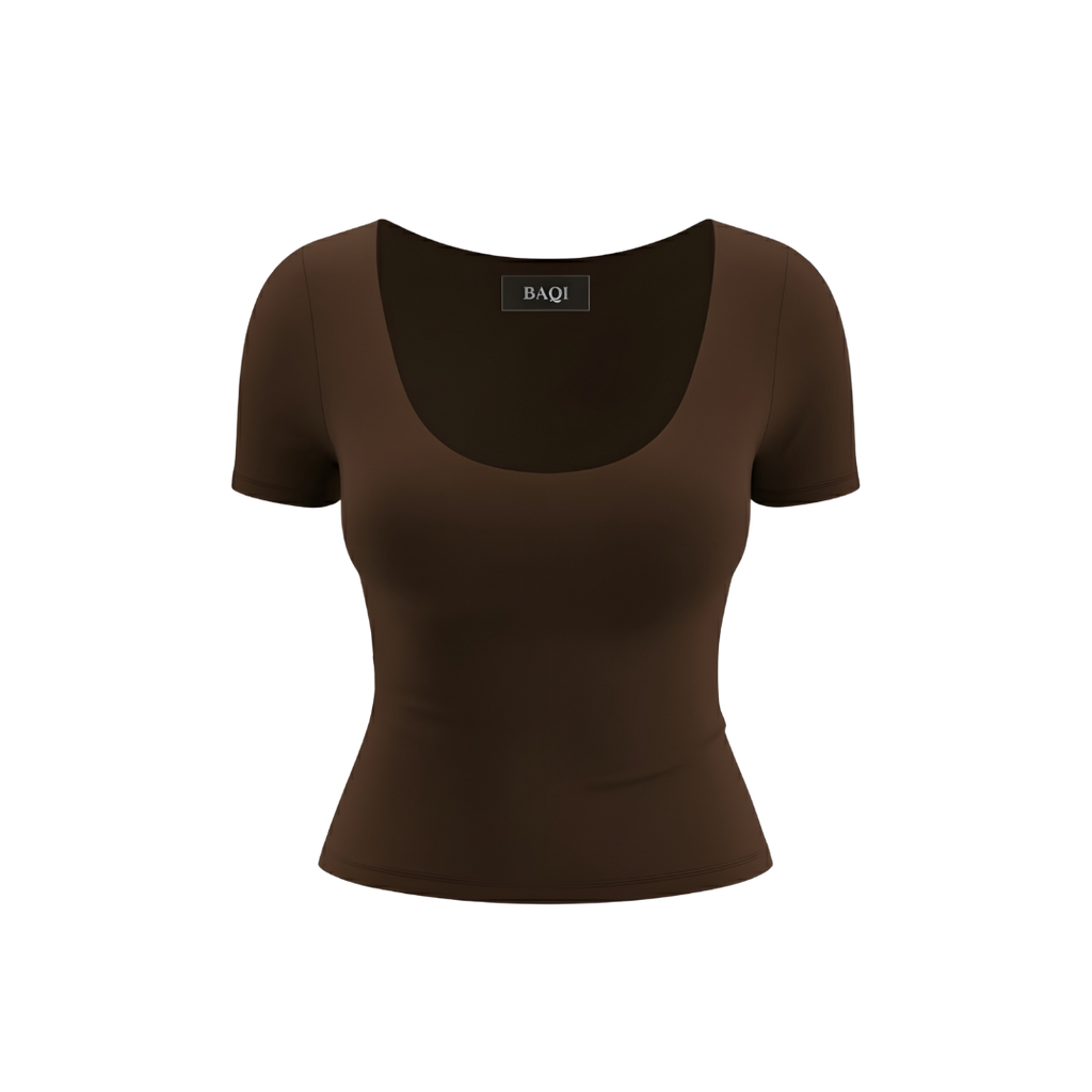 (Curves) BAQI SIGNATURE Dahlia Scoop Neckline Double Lined Elevated Basic Top