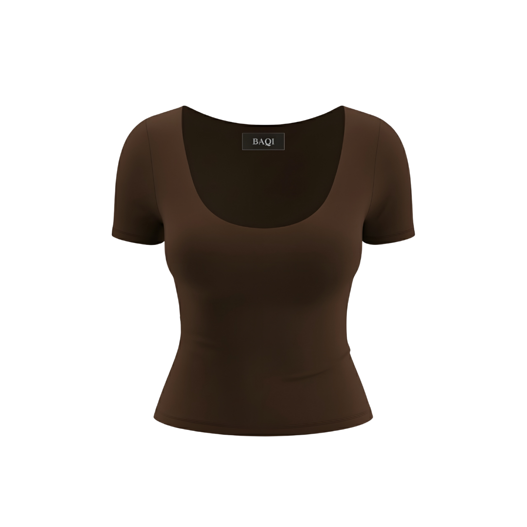 (Curves) BAQI SIGNATURE Dahlia Scoop Neckline Double Lined Elevated Basic Top