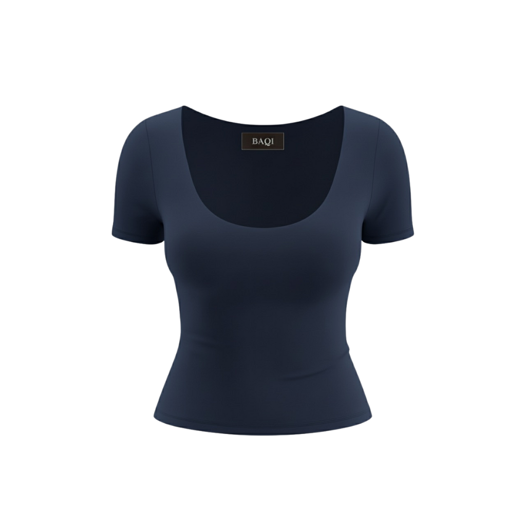 (Curves) BAQI SIGNATURE Dahlia Scoop Neckline Double Lined Elevated Basic Top