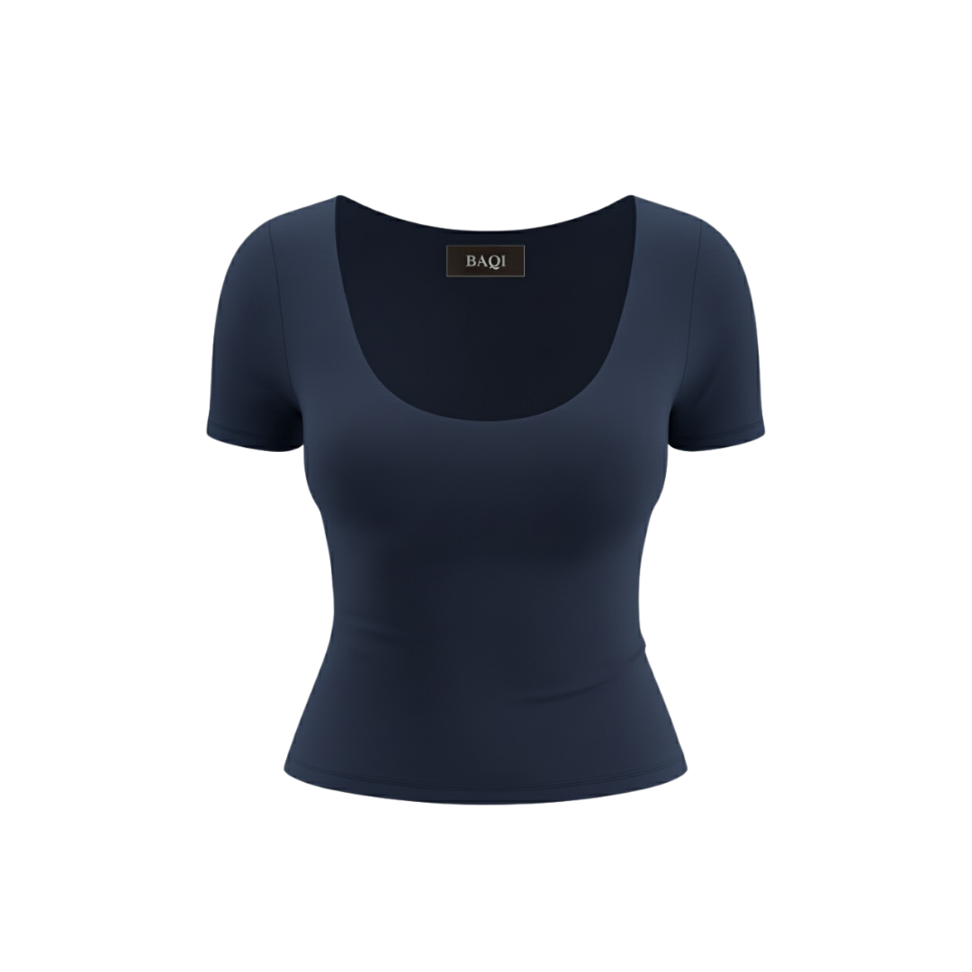 (Curves) BAQI SIGNATURE Dahlia Scoop Neckline Double Lined Elevated Basic Top