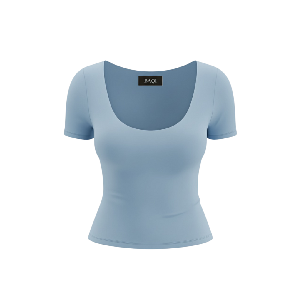 (Curves) BAQI SIGNATURE Dahlia Scoop Neckline Double Lined Elevated Basic Top