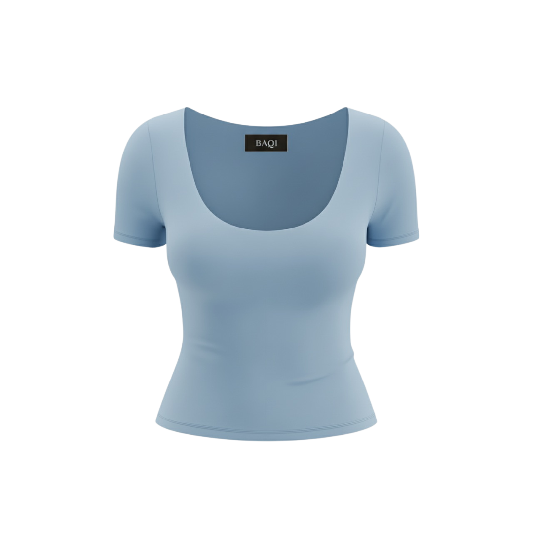 (Curves) BAQI SIGNATURE Dahlia Scoop Neckline Double Lined Elevated Basic Top