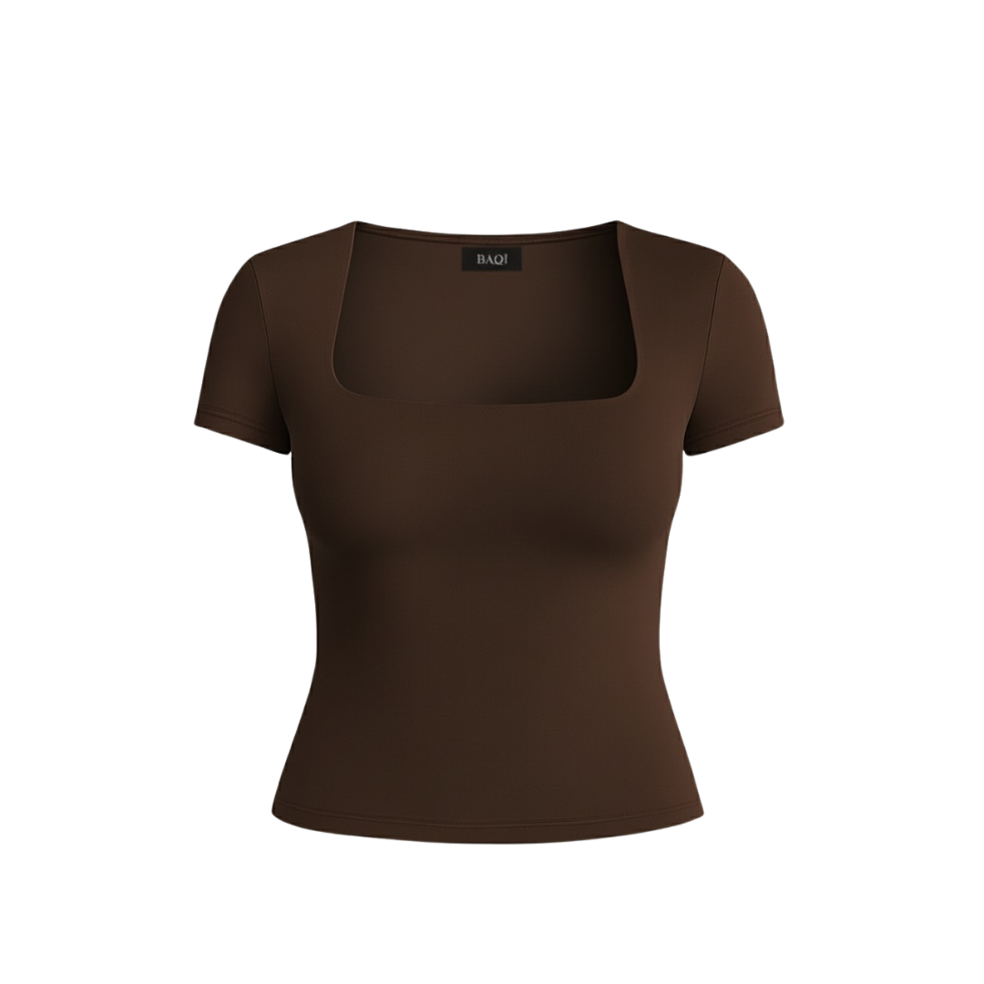 (Curves) BAQI Signature Contour Square Short Sleeves Top