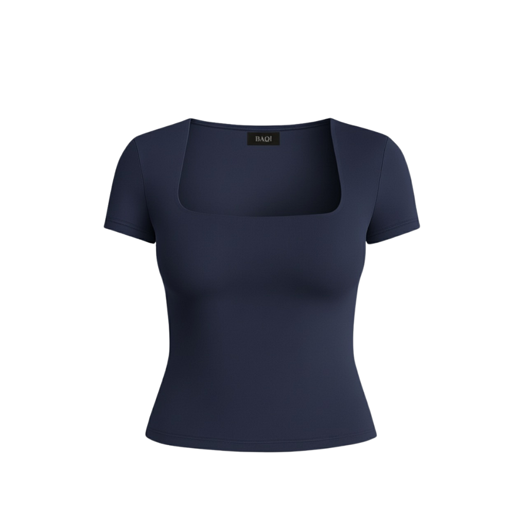(Curves) BAQI Signature Contour Square Short Sleeves Top