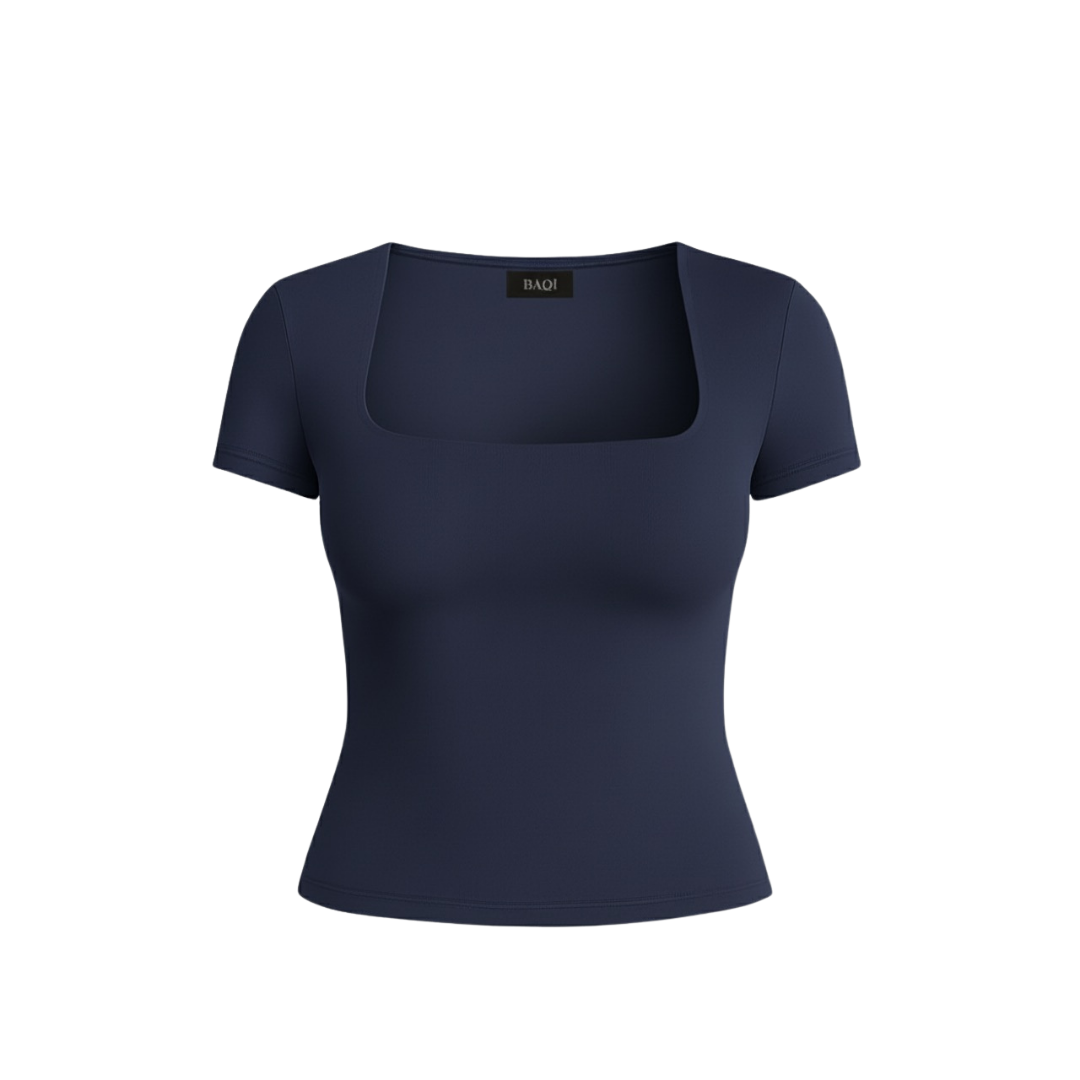 (Curves) BAQI Signature Contour Square Short Sleeves Top