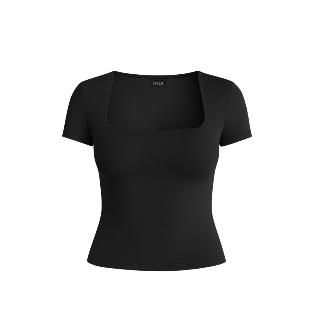 (Curves) BAQI Signature Contour Square Short Sleeves Top