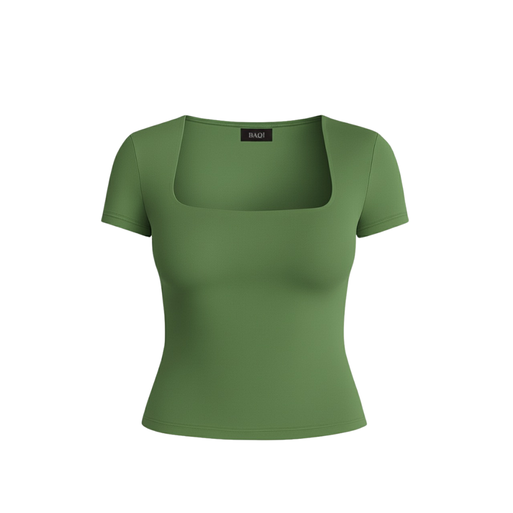 (Curves) BAQI Signature Contour Square Short Sleeves Top