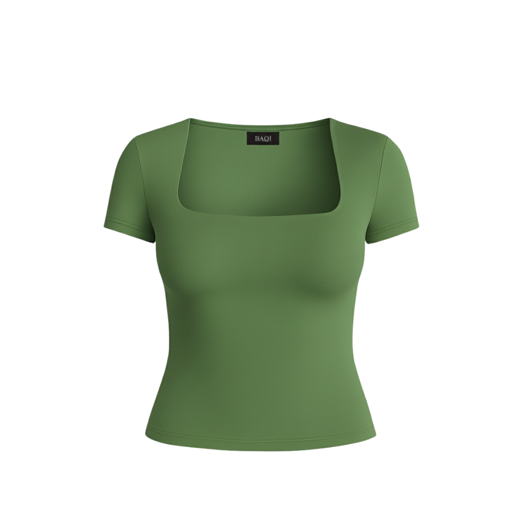 (Curves) BAQI Signature Contour Square Short Sleeves Top