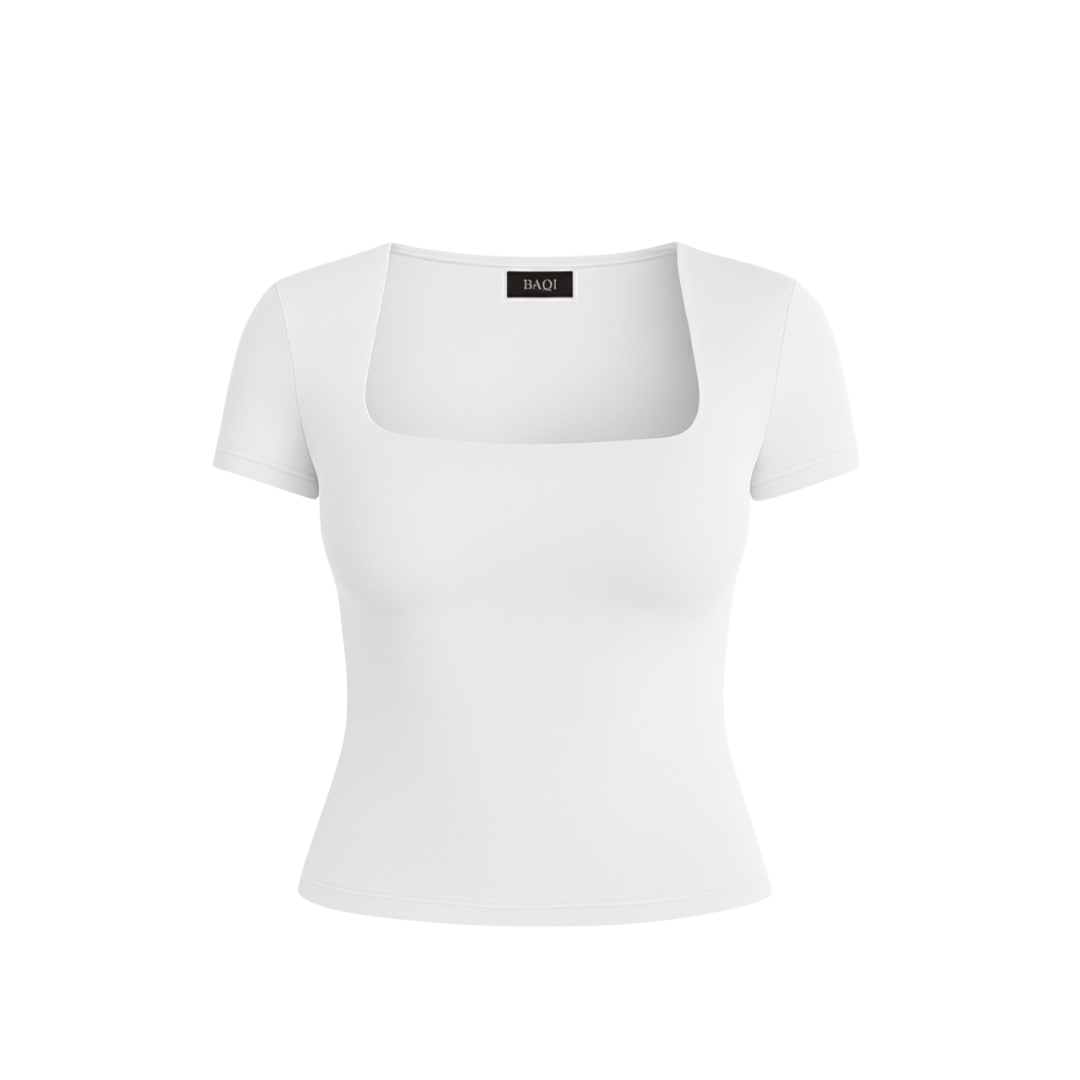 (Curves) BAQI Signature Contour Square Short Sleeves Top