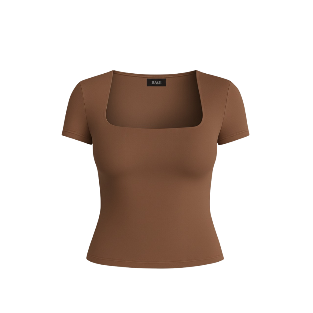 (Curves) BAQI Signature Contour Square Short Sleeves Top