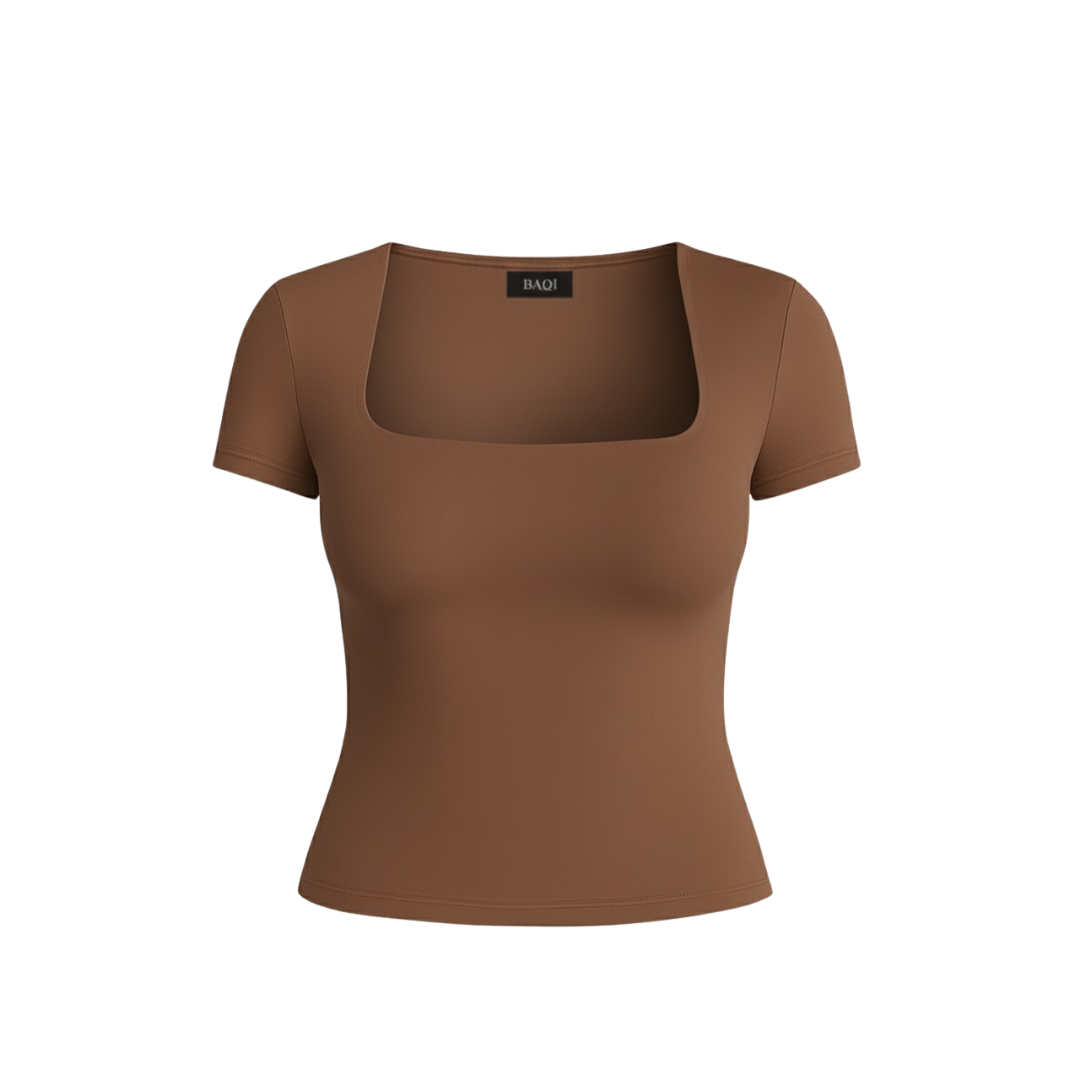 (Curves) BAQI Signature Contour Square Short Sleeves Top