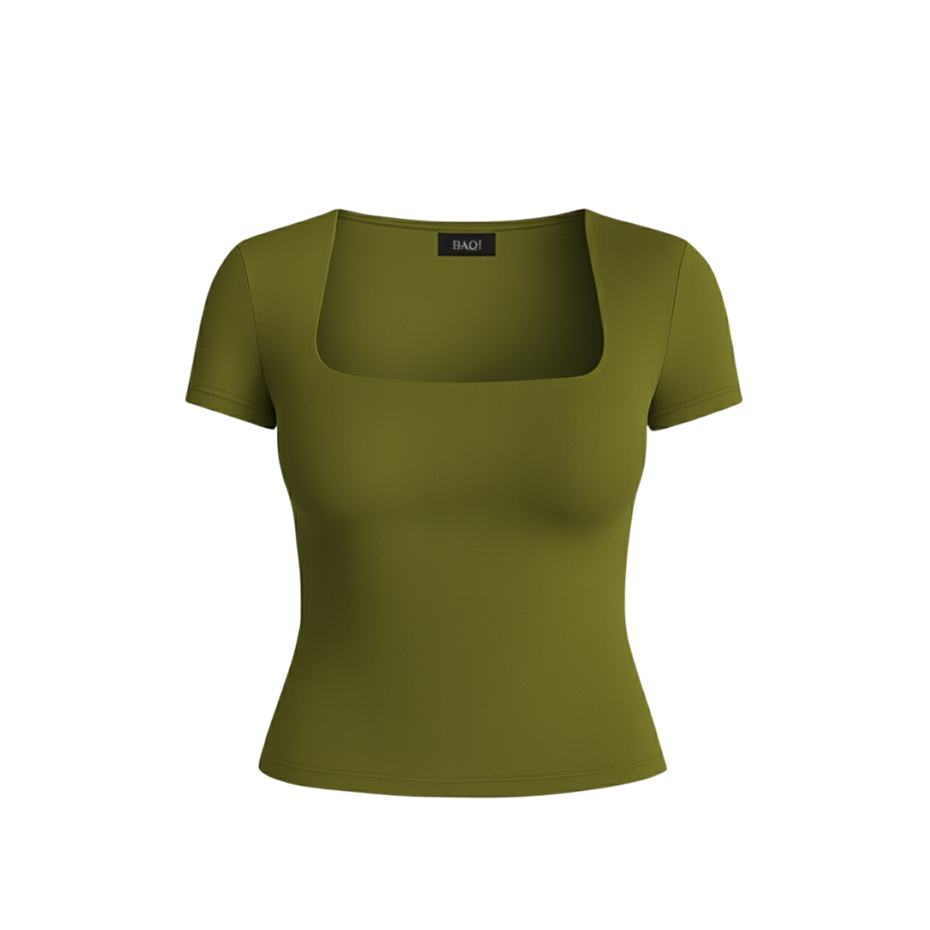 (Curves) BAQI Signature Contour Square Short Sleeves Top