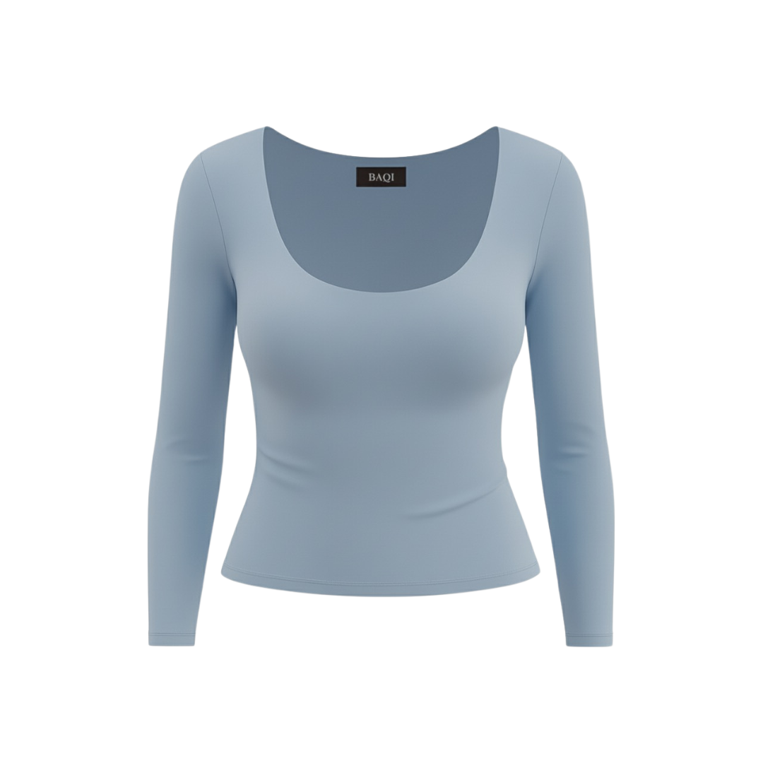 BAQI SIGNATURE Dahlia Scoop Neckline Double Lined Elevated Basic Longsleeve Top