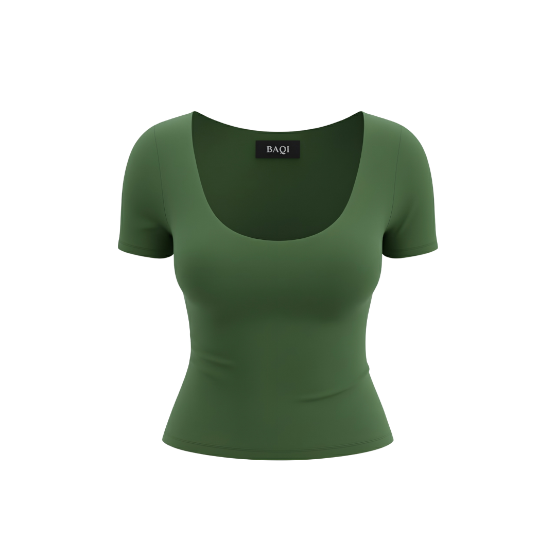 BAQI SIGNATURE Dahlia Scoop Neckline Double Lined Elevated Basic Top