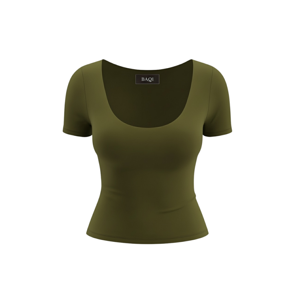 BAQI SIGNATURE Dahlia Scoop Neckline Double Lined Elevated Basic Top