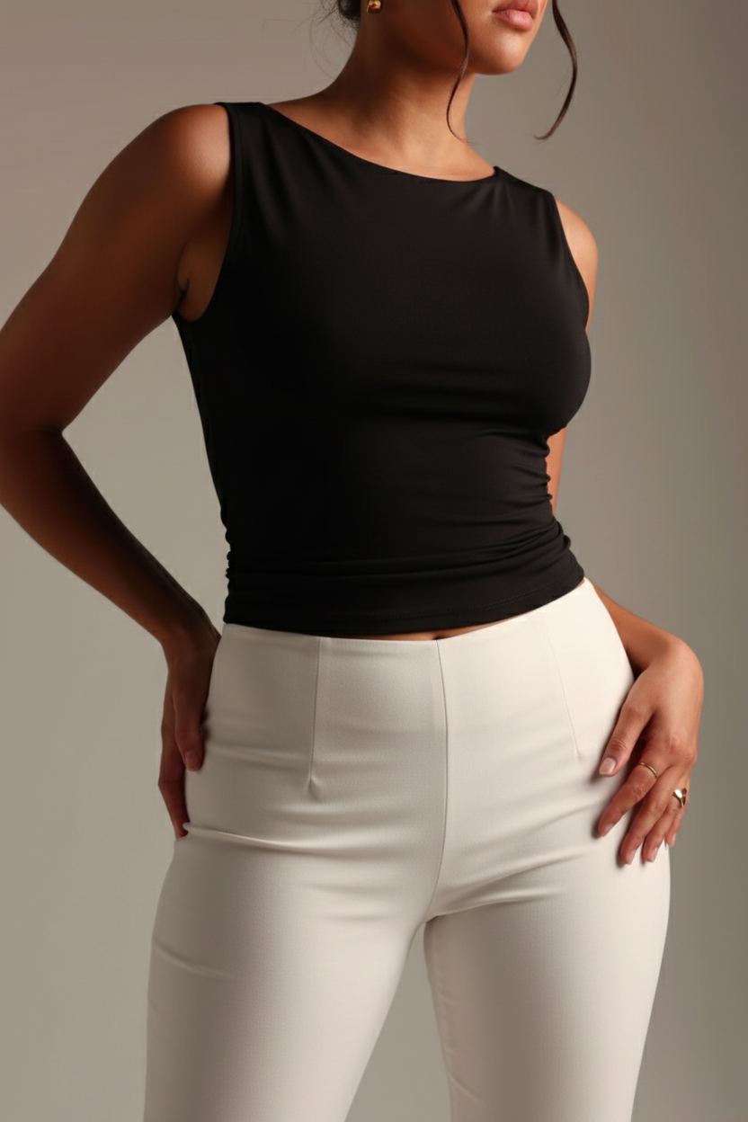 BAQI Signature Sabrina Neckline Sleeveless Top